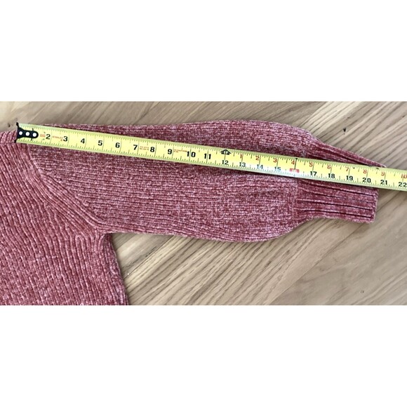 Dusty Rose Chenille Mock Neck XL Sweater Balloon Sleeves Cottagecore Soft Boho - Picture 12 of 12